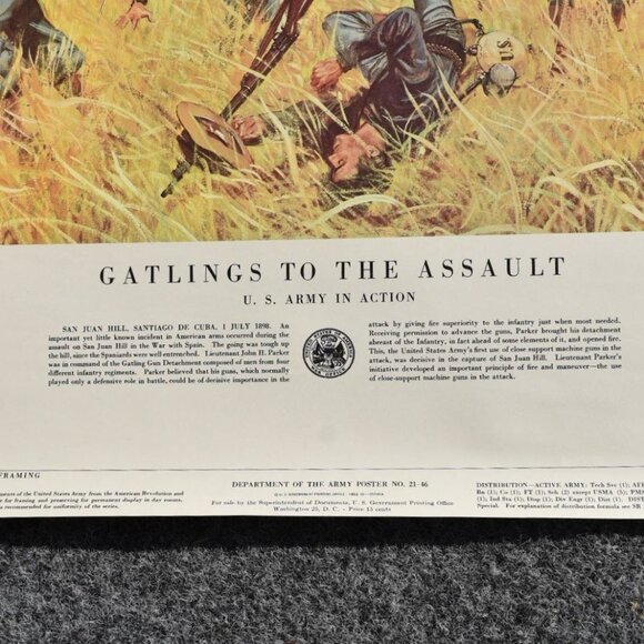 Vintage Poster Gatlings To The Assault US Army In Action No 20-46 Size 20" X 24" - Picture 2 of 7